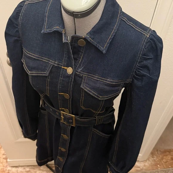 Habitual Dark Blue Long Sleeve Dress - Picture 2 of 13